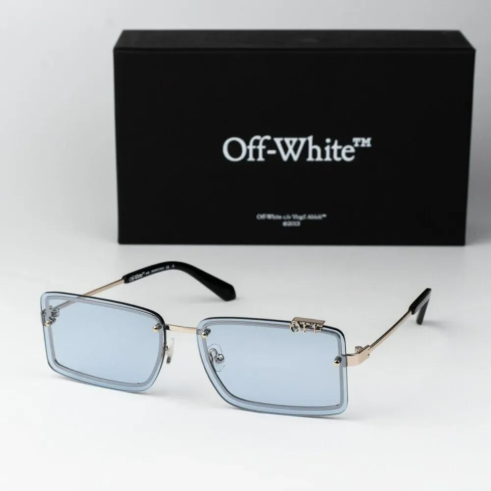 SALE!!! Off-White TAMPA Men Sunglasses Gold Blue Rectangular OERI13N TAMPA 7640